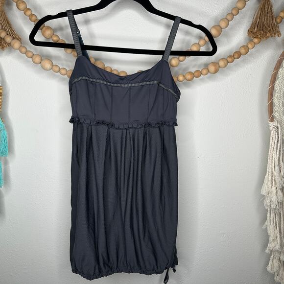 Lululemon Dark Gray Pritti Ruffle Athletic Tank - Picture 1 of 4